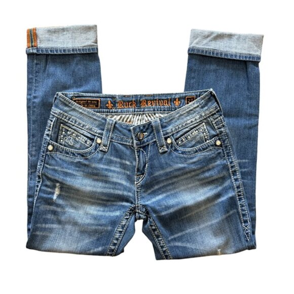 ROCK REVIVAL⚜️ Noelle Low Rise Capri Jeans 🤘👖 Size 27 - Picture 3 of 16